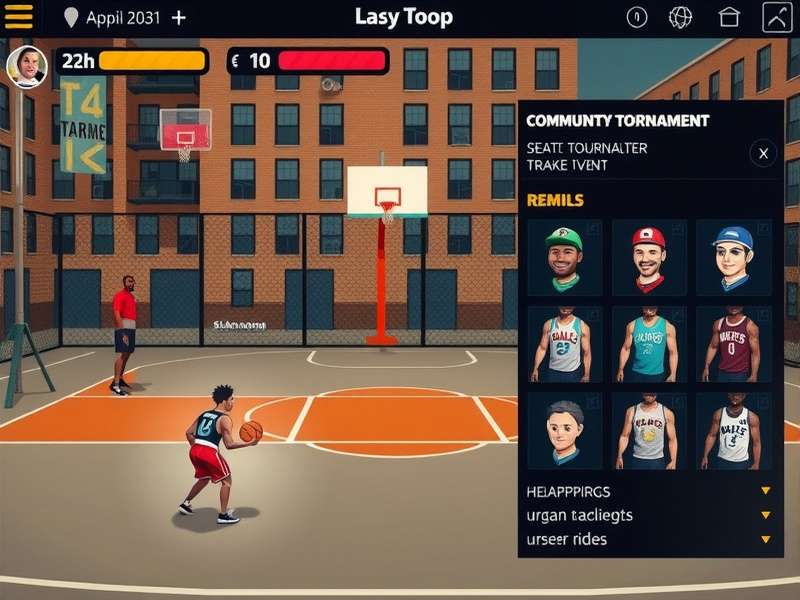 Slum Hoop Legends gameplay screenshot showing urban basketball court